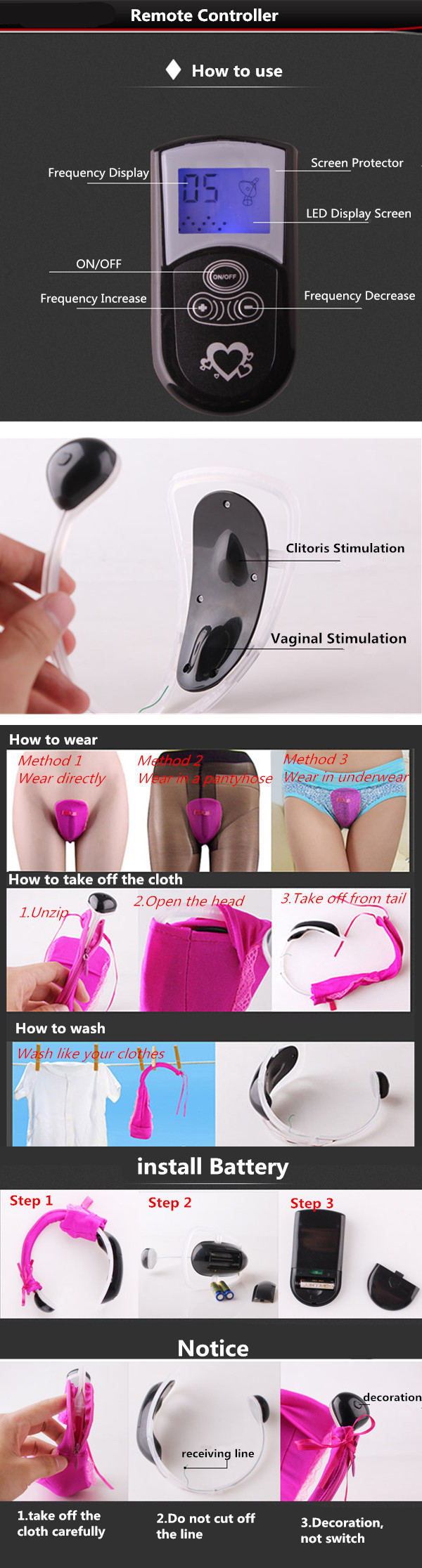 Invisible C String Remote Control Vibrator Underwear