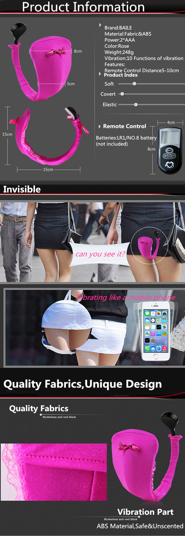 Invisible C String Remote Control Vibrator Underwear