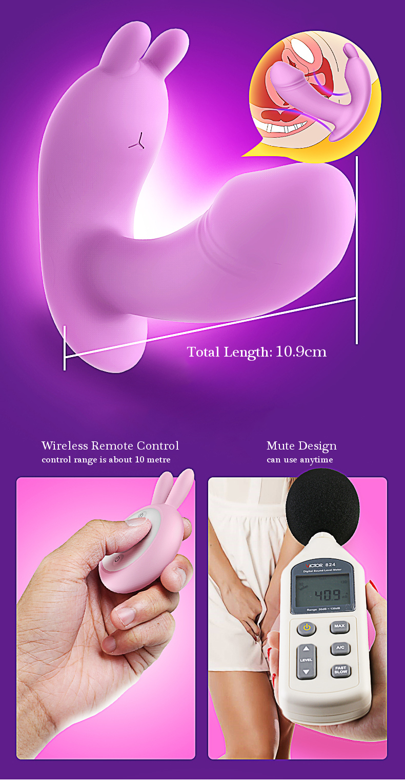 Leten Heating Wearable Rabbit Remote Control Vibrator Female Invisible Masturbation