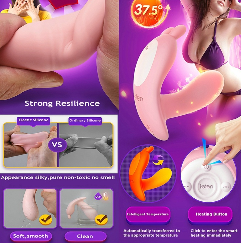 Leten Heating Wearable Rabbit Remote Control Vibrator Female Invisible Masturbation