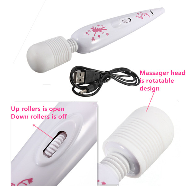 Rotating Head USB Charging Magic AV Wand Clit Vibrator