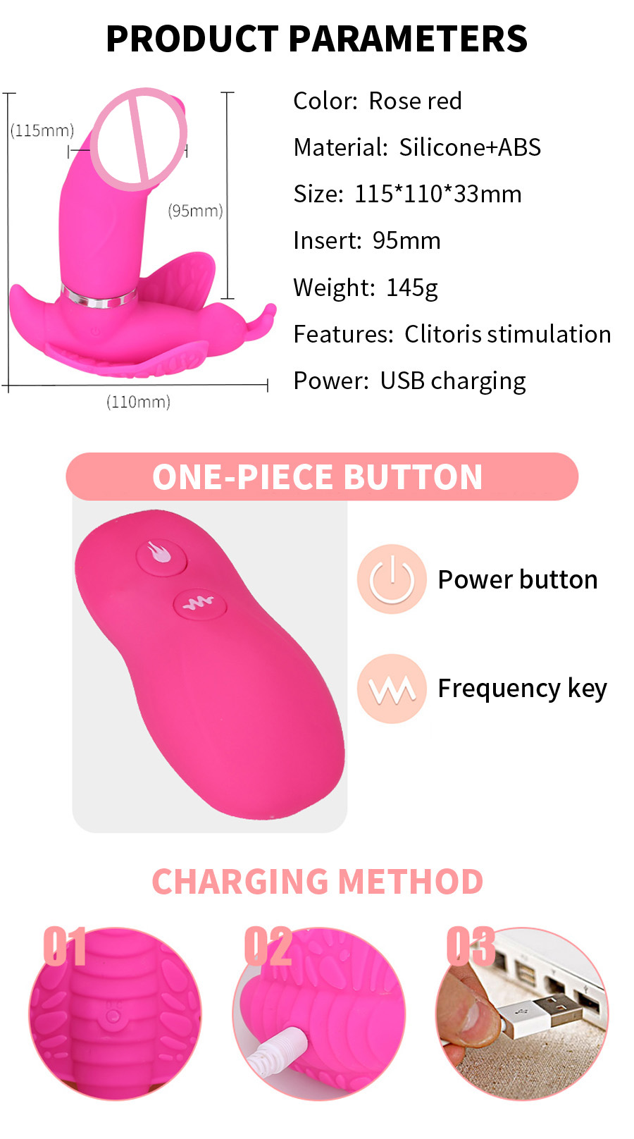 Dibe Butterfly Wearable Vibrators Wireless Strap-ons Vibrating Dildo T-back