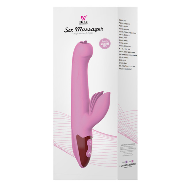 Thrusting Rabbit Vibrator Clit Massage Rechargeable Tongue Licking G Spot Vibrator Smart Heating