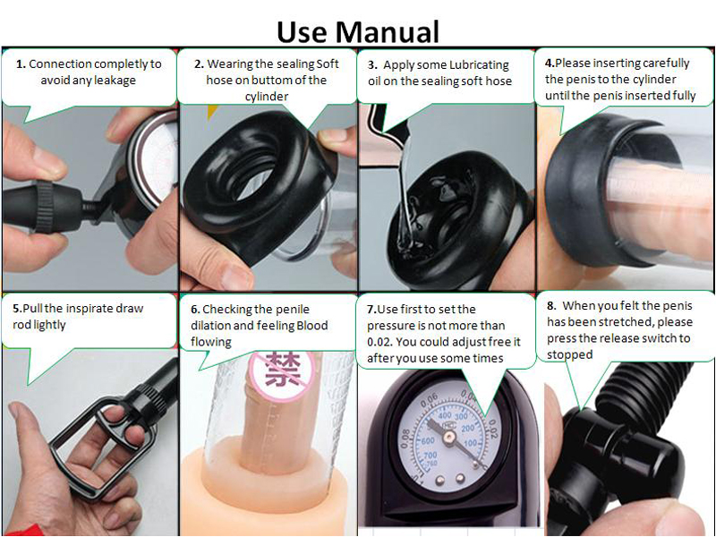 Male Penis Enlargement Vacuum Pump Penis Extender Man Sex Toys Penis Enlarger - Black