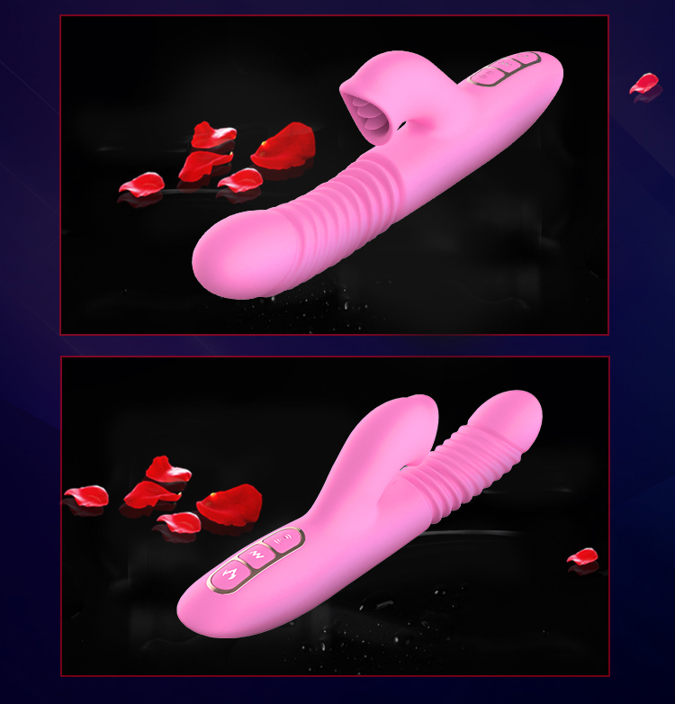 Fully automatic HeatingTelescopic Rotating Dildo Vibrator G SpotClitoris Licking Tongue Stimulator Rabbit Thrusting Vibratorting Vibrator