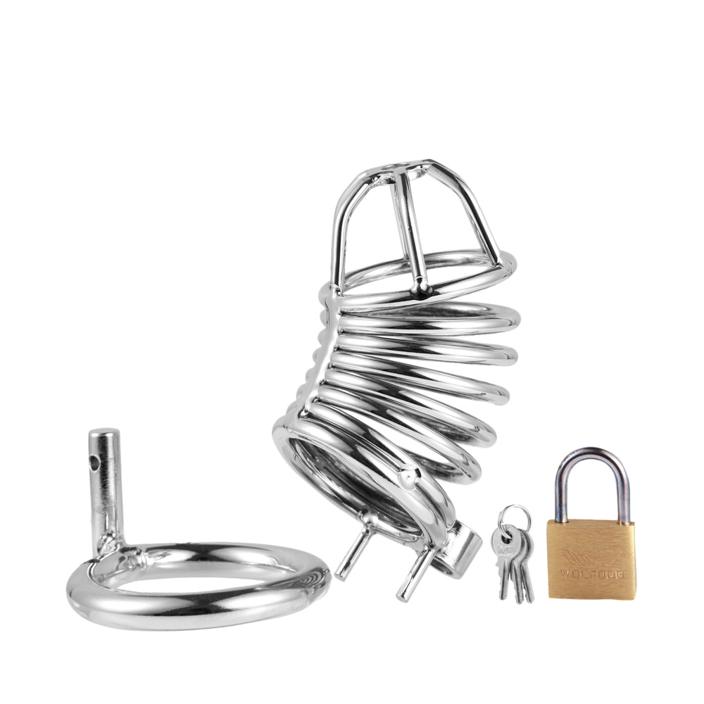 Urethral Spout Male Chastity Cage Metal Penis Locking Jail