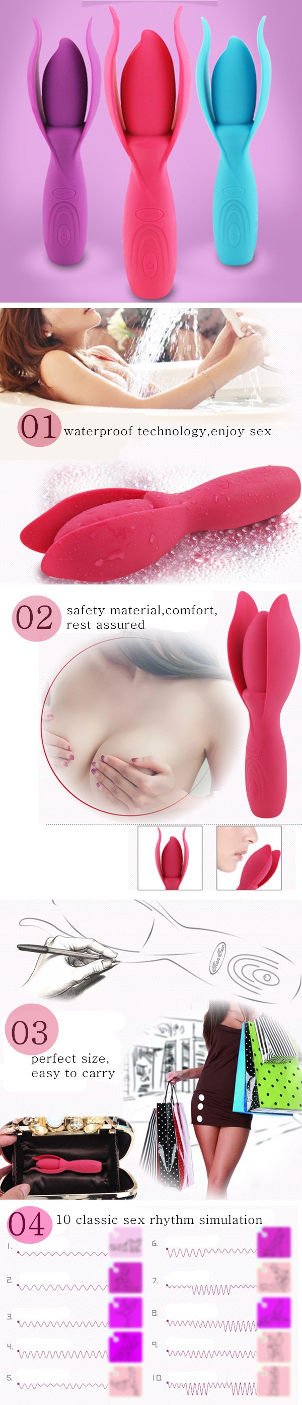 10 Speed Massager Lotus Shape Clit Vibrator