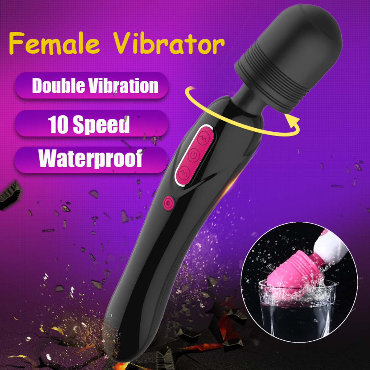 LILO Double Head Rotate AV Wand Clit Vibrators Bendable Waterproof