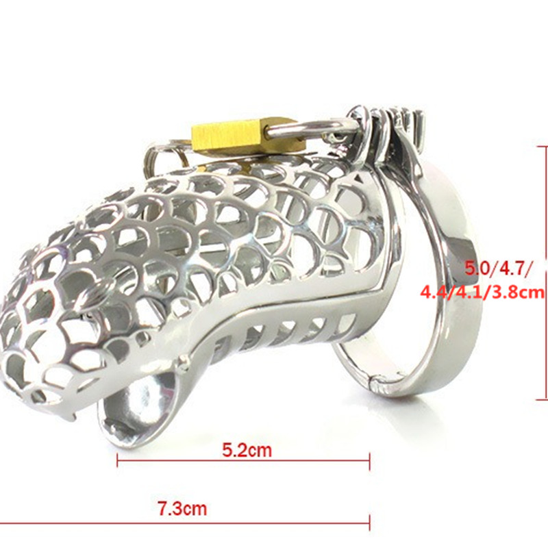 Snake Head Shape Teeth Male Chastity Cage Breathable Metal Sleeve Lock and Key