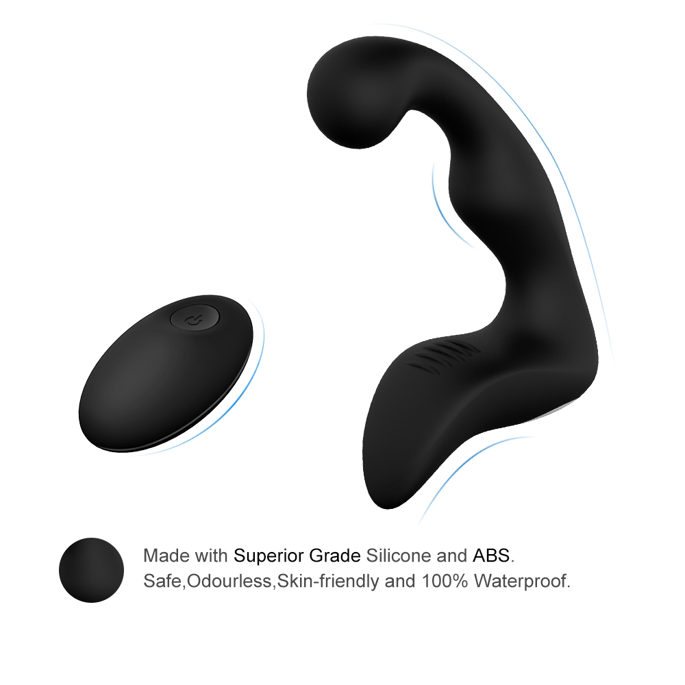 Waterproof Wireless Control Thumb Shape Prostate Stimulus Massager Male Anal Toys - Black