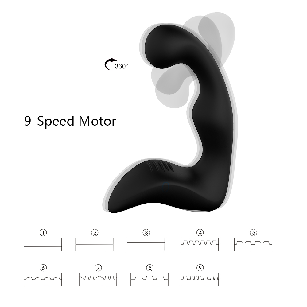 Waterproof Wireless Control Thumb Shape Prostate Stimulus Massager Male Anal Toys - Black