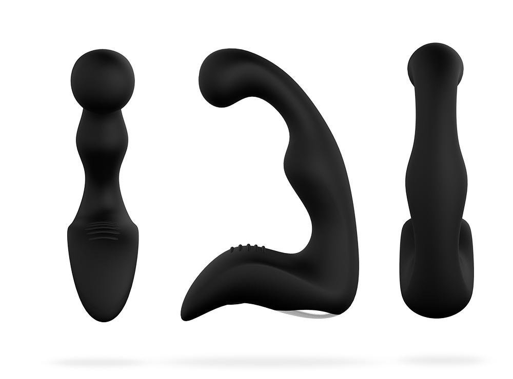 Waterproof Wireless Control Thumb Shape Prostate Stimulus Massager Male Anal Toys - Black