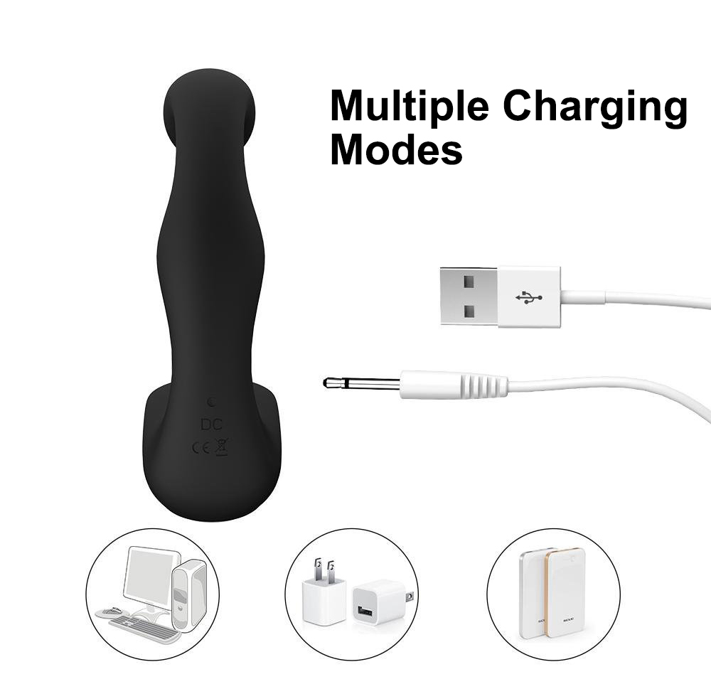 Waterproof Wireless Control Thumb Shape Prostate Stimulus Massager Male Anal Toys - Black