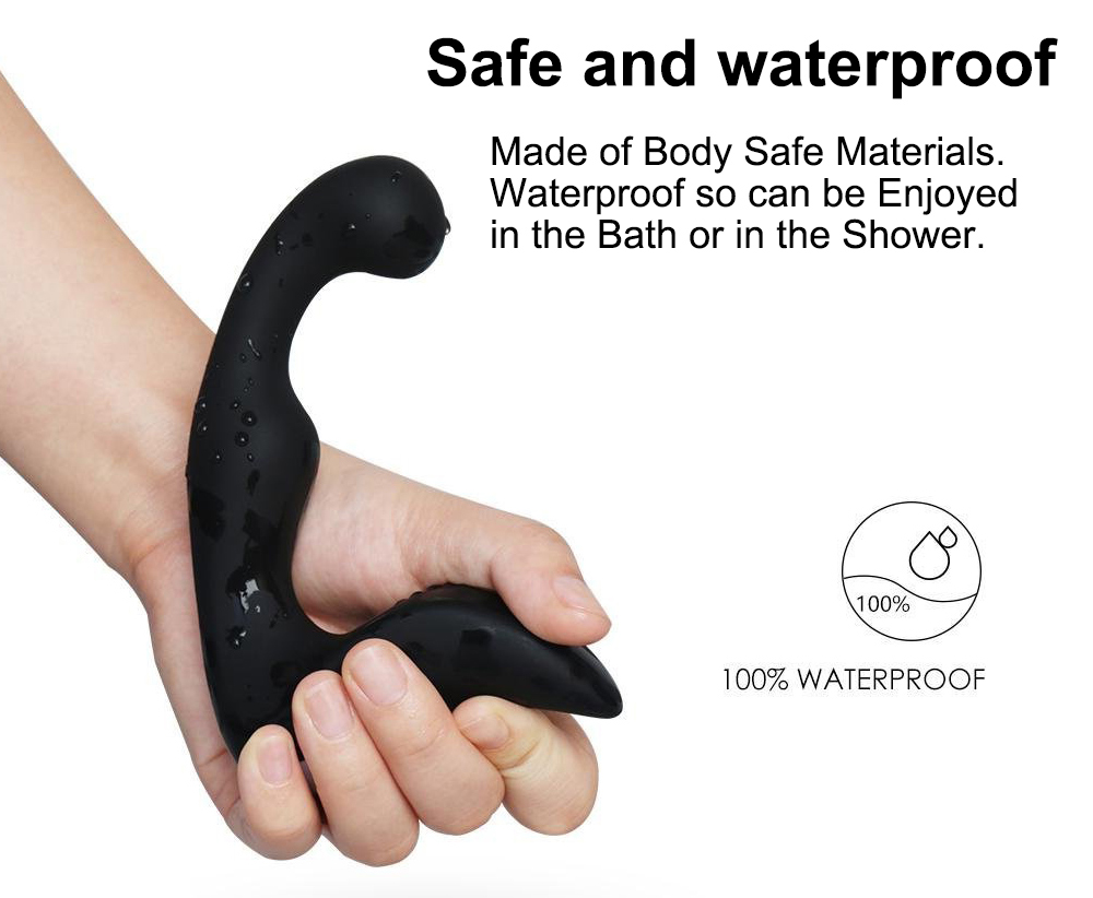 Waterproof Wireless Control Thumb Shape Prostate Stimulus Massager Male Anal Toys - Black