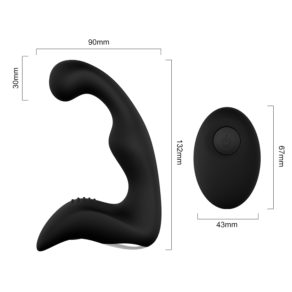 Waterproof Wireless Control Thumb Shape Prostate Stimulus Massager Male Anal Toys - Black