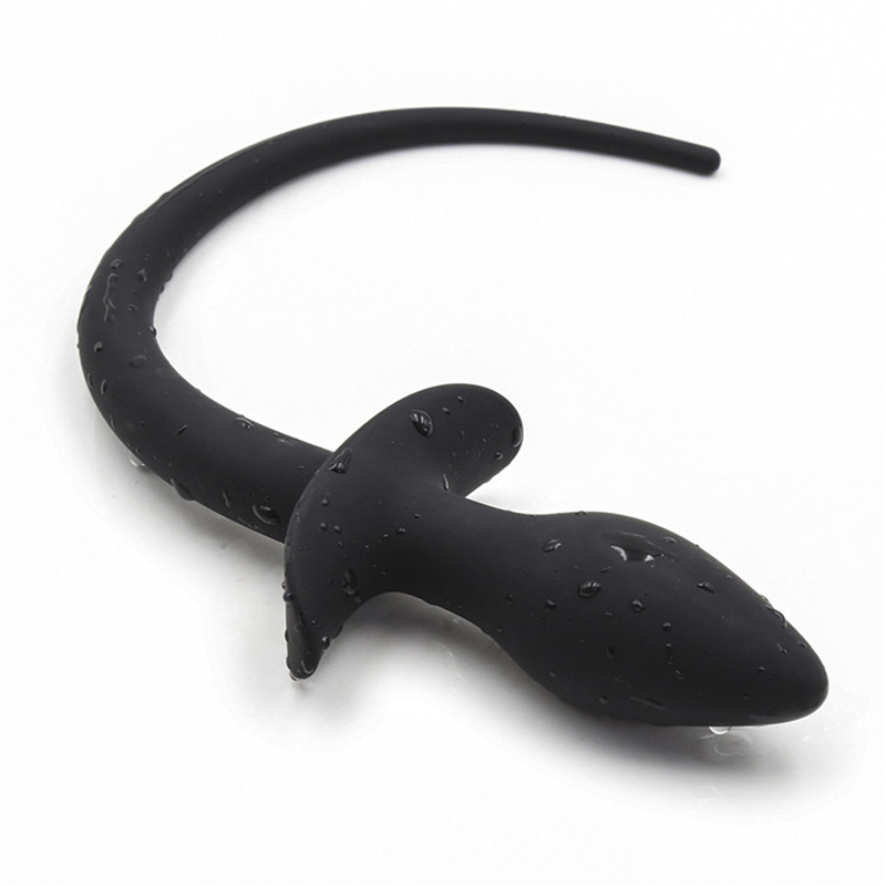 Dog Tail Simulation Soft Silicone Butt Plug - Black