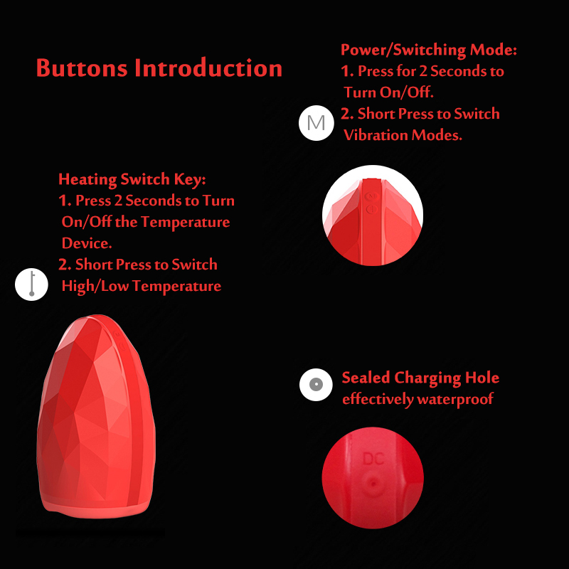 Warming Dome Blow Job Male Masturbator Rechargeable Pocket Pussy by OTOUCH - Red