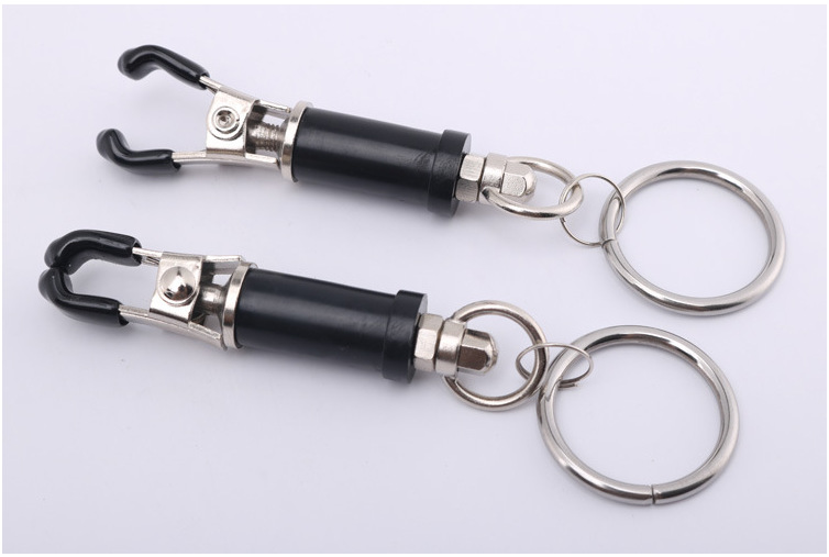 Silver Metal Ring Nipple Clamp Adult Nipple Play BDSM Sex Toys - Black