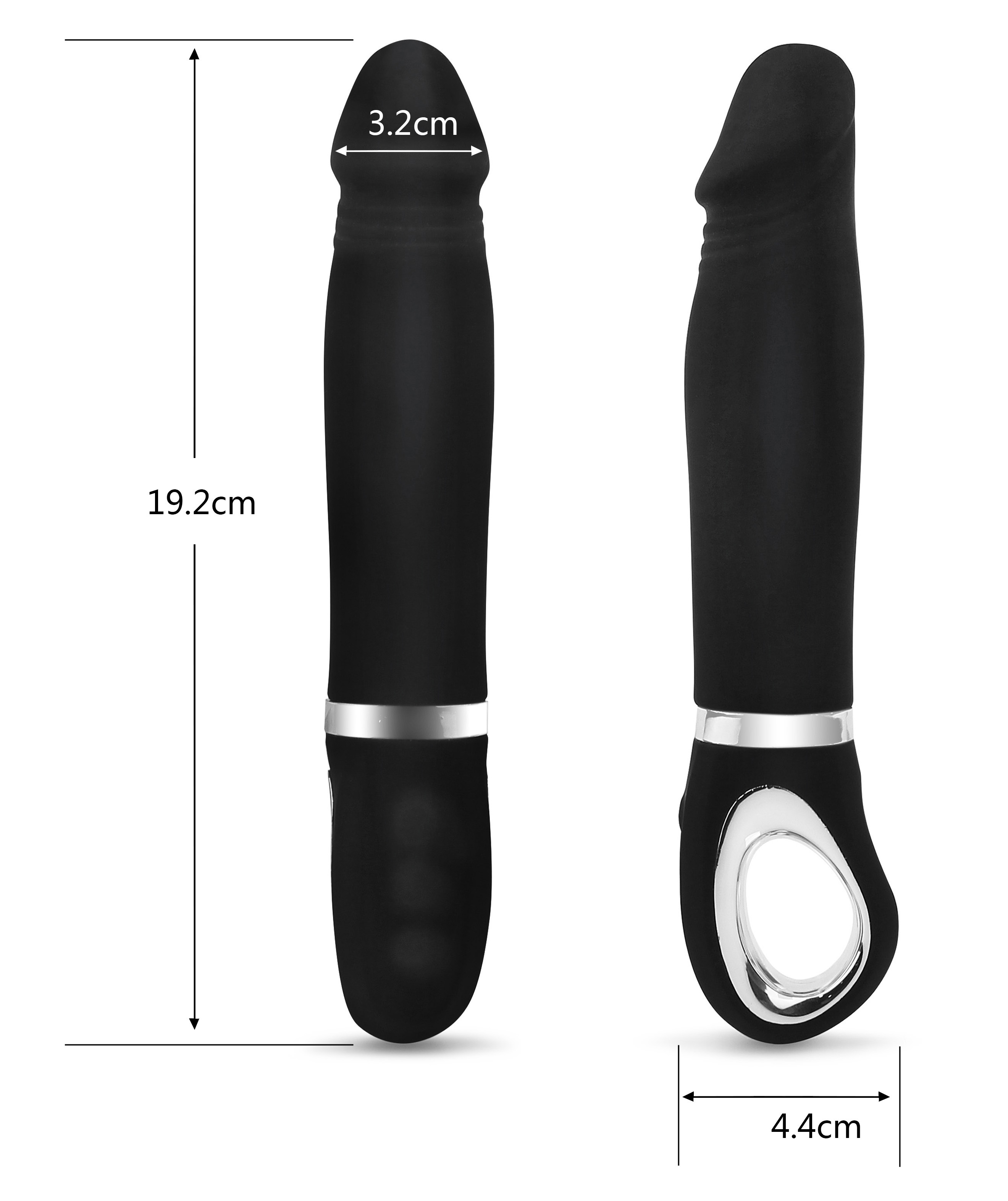 SECREXY Glans Shape Ring-Pull G-Spot Vibrator Silicone 10 Function Vibrator - Black