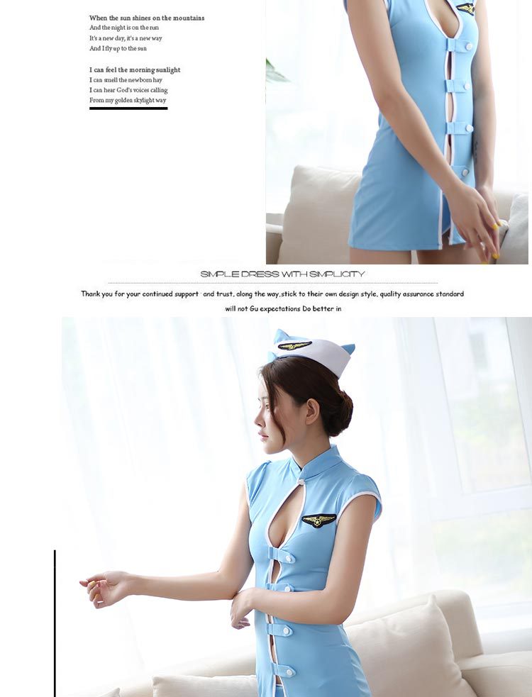 Airline Hostess Stewardess Sexy Uniform Chemise.