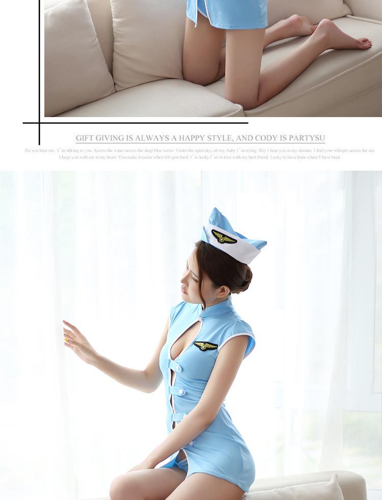 Airline Hostess Stewardess Sexy Uniform Chemise.