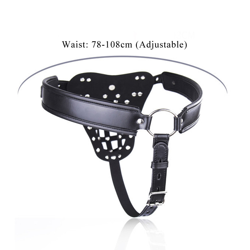 PU Leather Netted Male Chastity Jockstrap Total Cock and Ball Bondage with Lock and Key