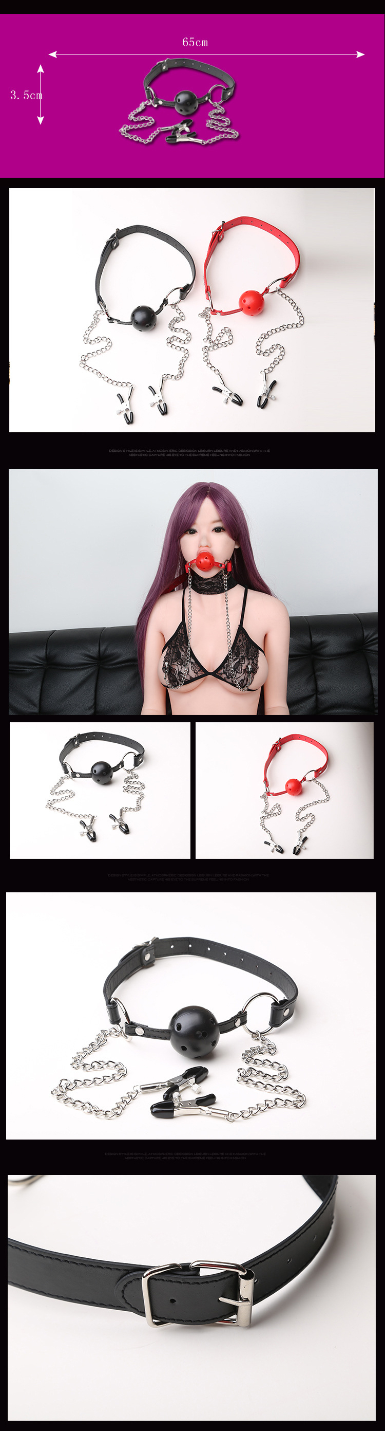 Breathable Ball Mouth Gags Nipple Clamps Set SM Wear Sex Toys For Couples