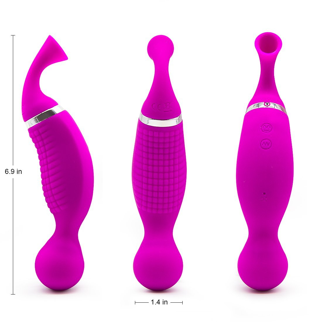 Clit Sucker G Spot Massage Rechargeable Clitoral Vibrator Strong Suction for Vagina - Rose