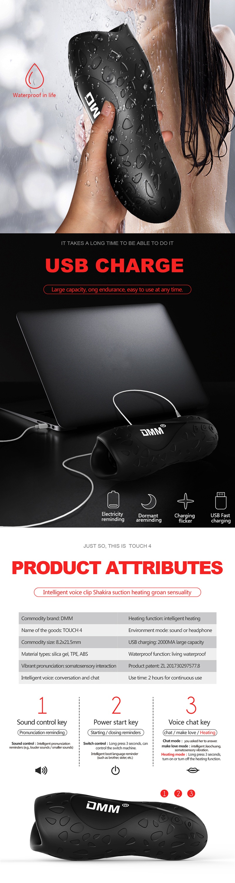 DMM Intelligent Heating Moaning Vibration Male Masturbator.