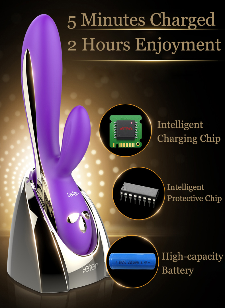 Leten Luxurious Magnetic Charging Base Rabbit Vibrator