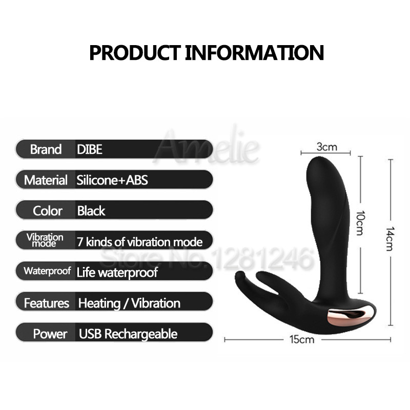 Wireless Remote Control Vibrating Prostate Massager with Balls Clamp Smart Heating - Black