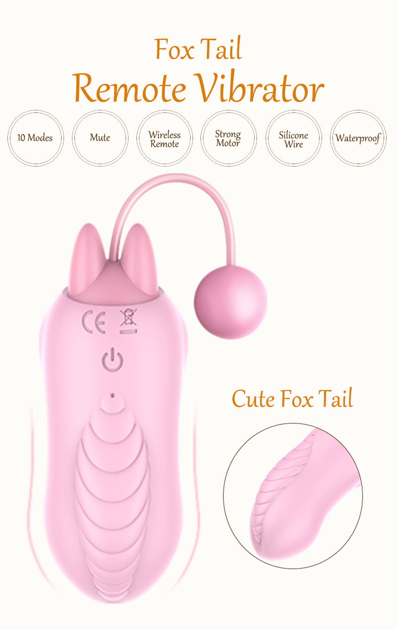 Wireless Remote Control Vibrator Love Egg Fox Tail Design Multiple Frequencies