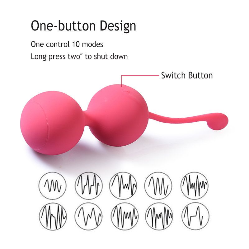 Multiple Vibration Remote Control Kegel Ball Vagina Contraction Pelvic Training - Rose