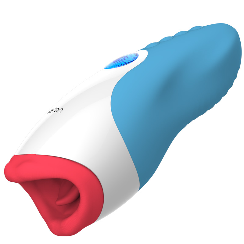 Leten Queen Red Lips Blow Job Male Masturbator Magnetic Rechargeable Multiple Patterns - Blue.