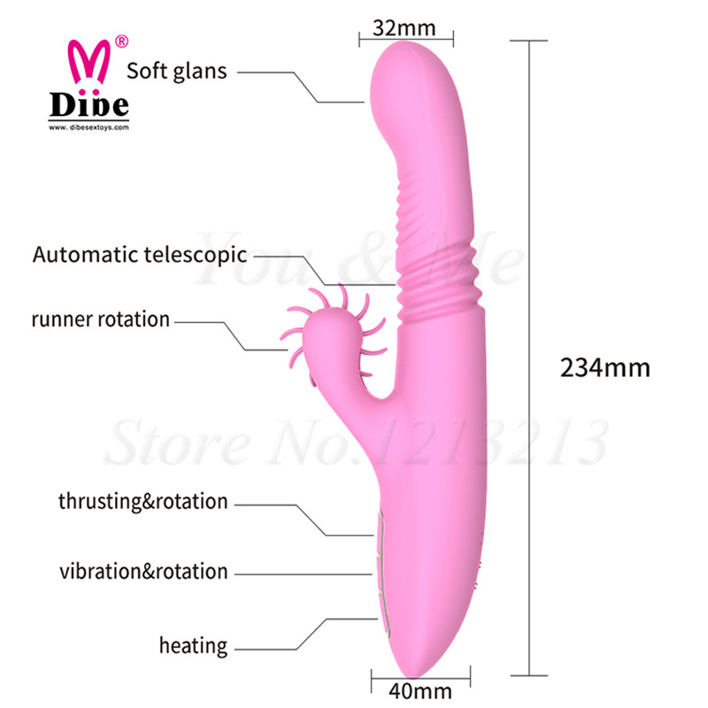 Rolling Tongues Rabbit Vibrator Rechargeable Clit Licking Thruster Smart Heating Sex Toys for Women