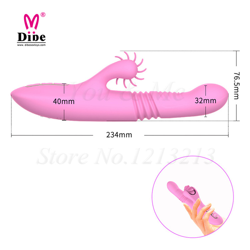 Rolling Tongues Rabbit Vibrator Rechargeable Clit Licking Thruster Smart Heating Sex Toys for Women