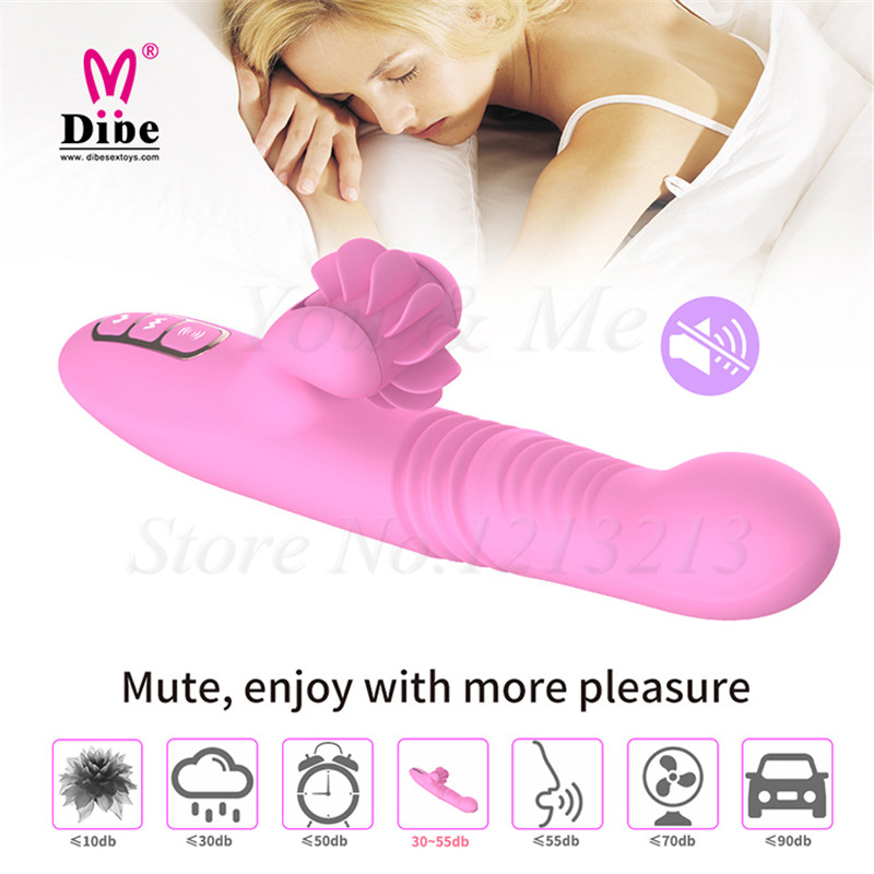 Rolling Tongues Rabbit Vibrator Rechargeable Clit Licking Thruster Smart Heating Sex Toys for Women