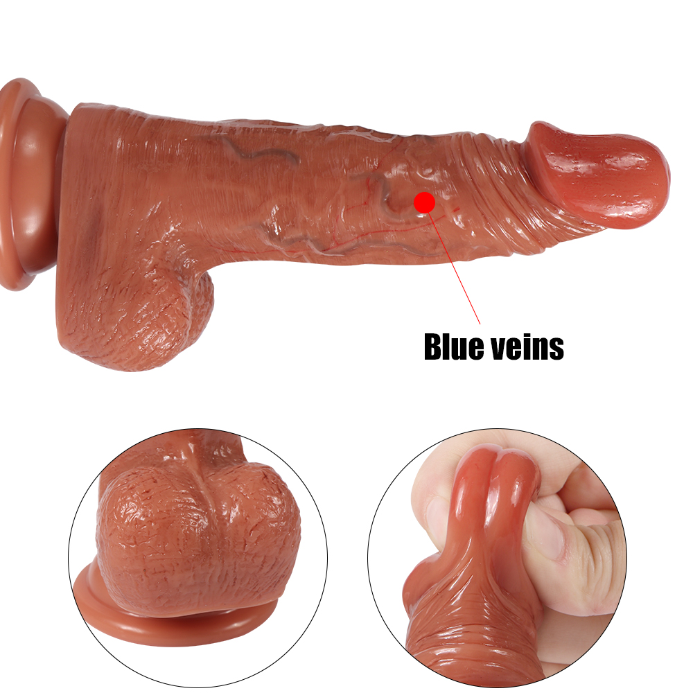 New process double layer hardness liquid silica gel simulation fake small penis with blue veins blood silk adult products