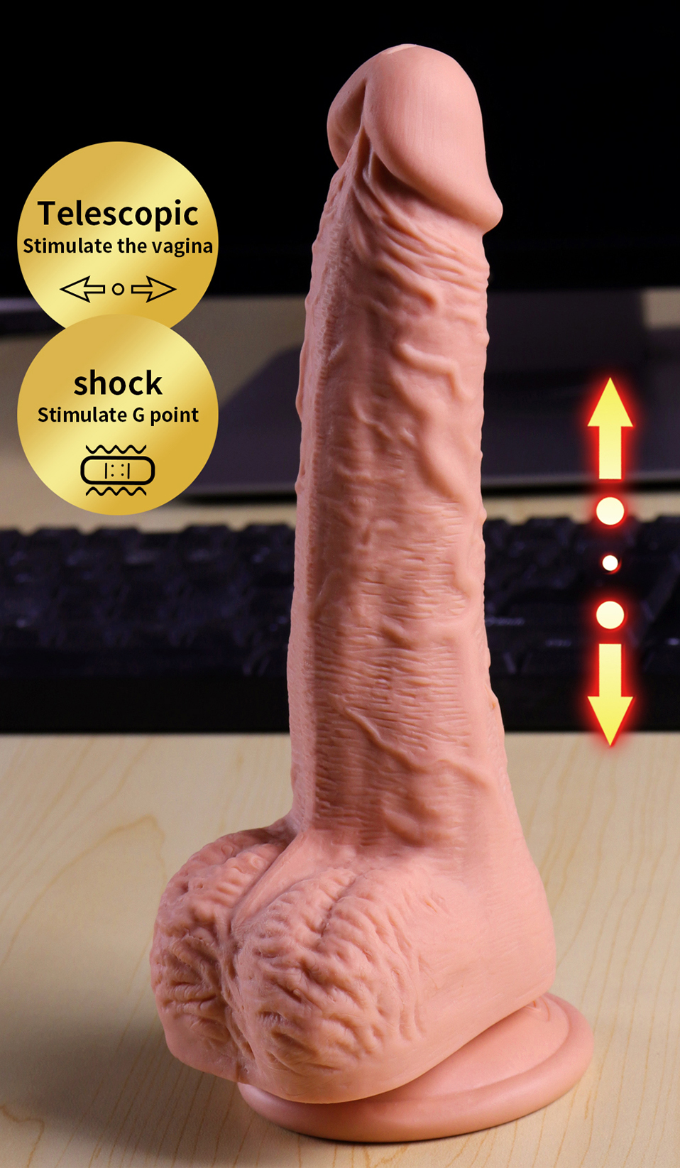 Automatic Thrusting Realistic Penis Vibrators G-Spot Stimulation Electric Dildo For Female - Nude