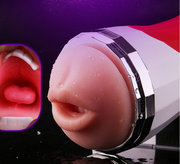 Double-Headed Aircraft Cup Stretchy Masturbator With Tongue Teeth Emulational Adult Toy Male Sex Toy - Red