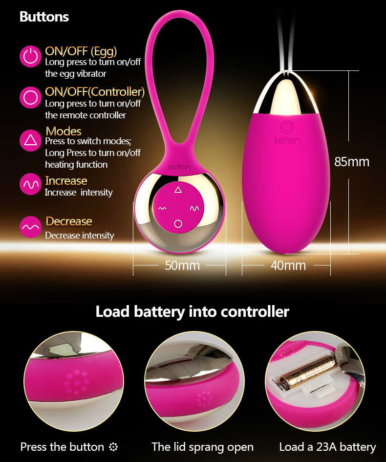 Leten Beads Plug Powerful Pink Vibrating Anal Toy