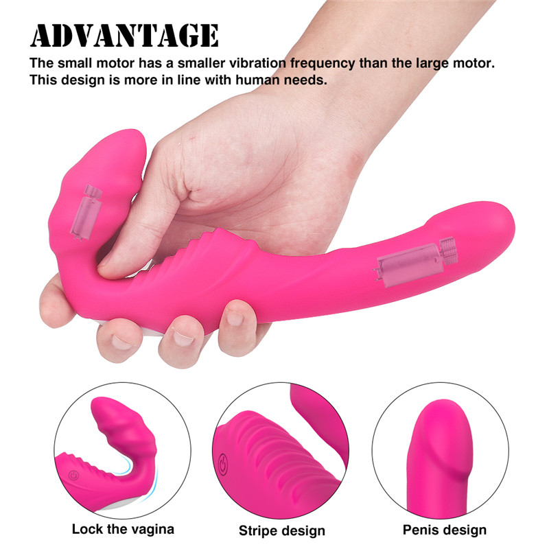 Double Head Strapless Strap on Dildo G-Spot Vibrators For Lesbian