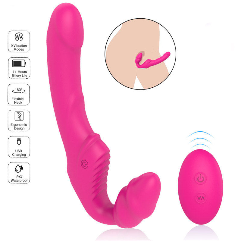 Double Head Strapless Strap on Dildo G-Spot Vibrators For Lesbian