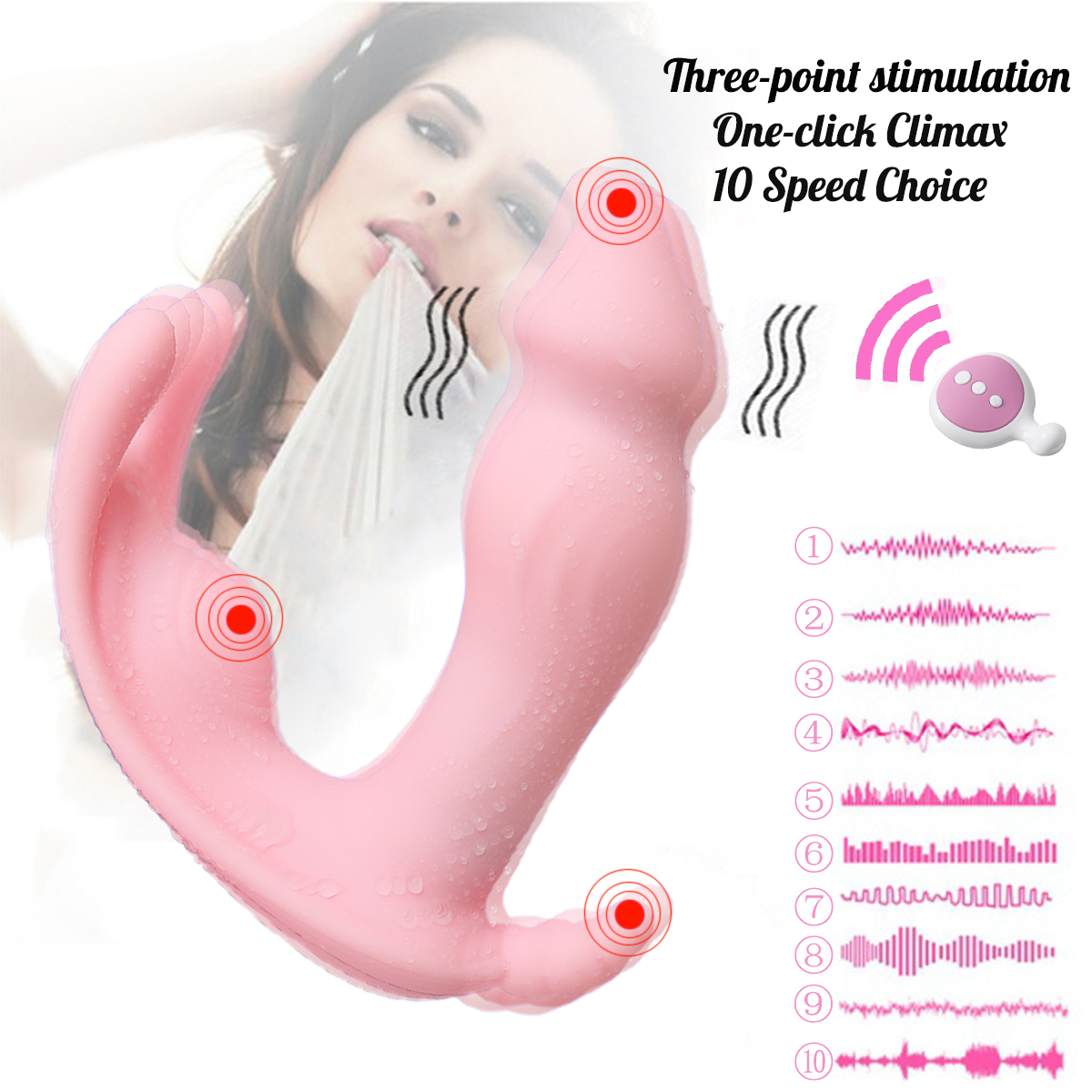 Wearable Rabbit Remote Control Vibrator G-spot Clit Stimulation USB Rechargeable - Pink