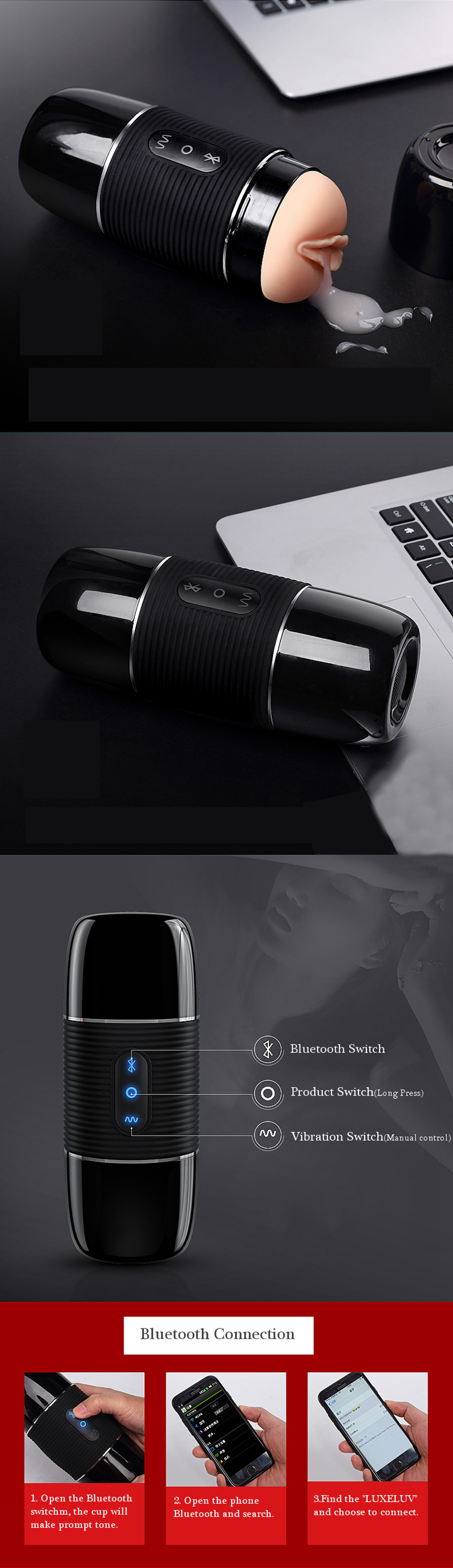 SECREXY Rechargeable Male Masturbator Wireless Connecting Speaker Realistic Vagina