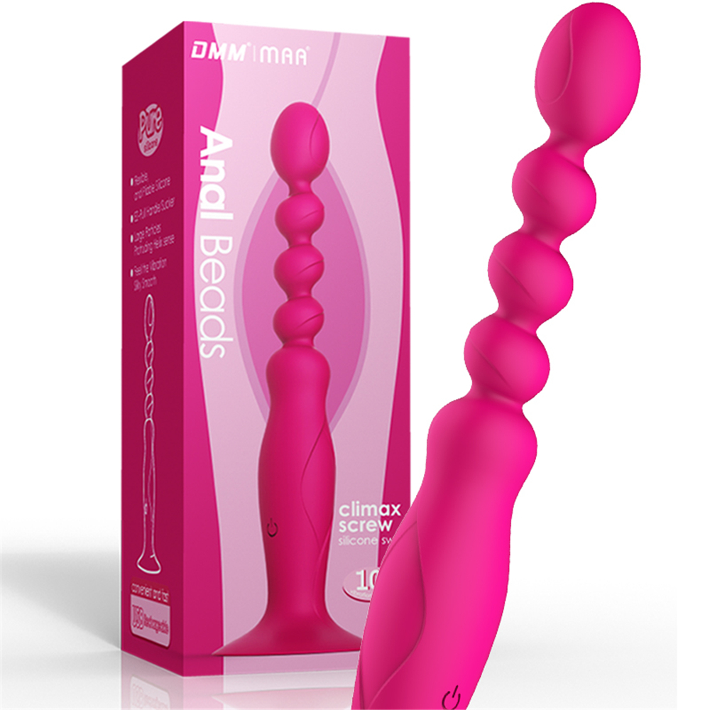 DMM Climax Screw Vibrating Anal Beads Sex Toys Waterproof Suction Cup For Female - Rose