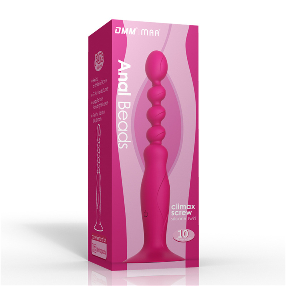 DMM Climax Screw Vibrating Anal Beads Sex Toys Waterproof Suction Cup For Female - Rose