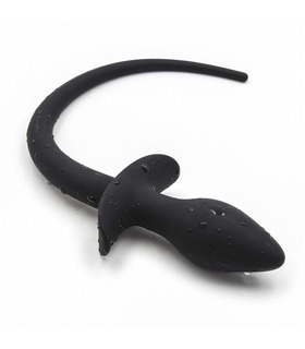 Dog Tail Simulation Soft Silicone Butt Plug - Black