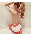 Nurse Cosplay Halter Ruffle Comfy Backless Intimate Costumes - FreeSize White