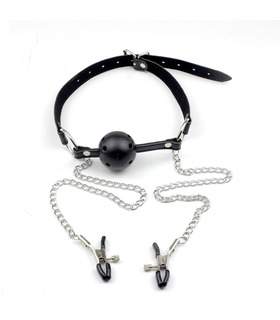 Breathable Ball Mouth Gags Nipple Clamps Set SM Wear Sex Toys For Couples